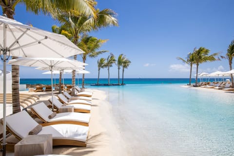 Outdoor pool, sun loungers