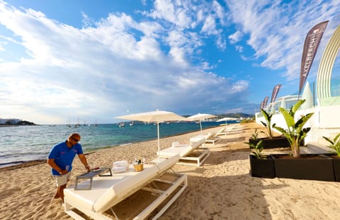 On the beach, white sand, beach bar