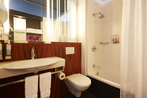 Standard Room, 2 Queen Beds | Bathroom | Combined shower/tub, designer toiletries, hair dryer, towels