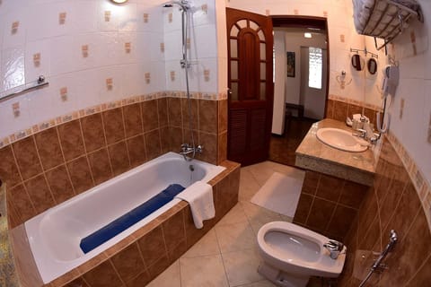 Deluxe Quadruple Room, Multiple Beds, Private Bathroom | Bathroom | Free toiletries, hair dryer, bathrobes, towels