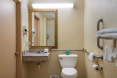 Combined shower/tub, free toiletries, hair dryer, towels