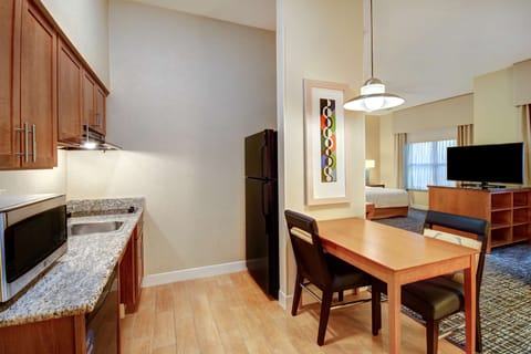 Studio, 1 King Bed, Accessible (Mobility & Hearing, Roll-in Shower) | Private kitchen | Full-size fridge, microwave, stovetop, dishwasher