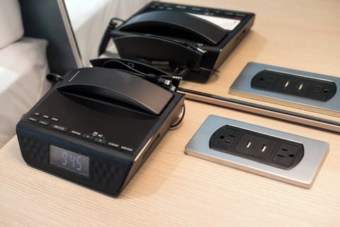 Premium bedding, pillowtop beds, desk, laptop workspace