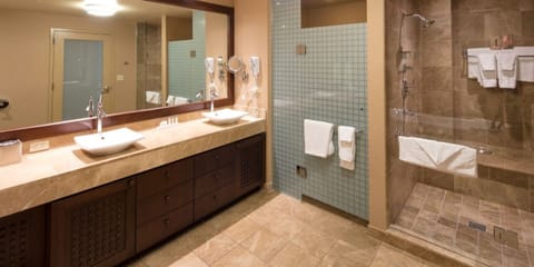 North Executive Suite, 1 King, Non-Smoking | Bathroom | Combined shower/tub, free toiletries, hair dryer, towels