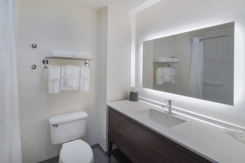 Premium Room, 1 King Bed (Top Floor) | Bathroom | Combined shower/tub, hair dryer, towels, soap