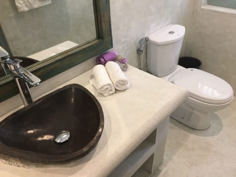 Shower, free toiletries, hair dryer, bidet