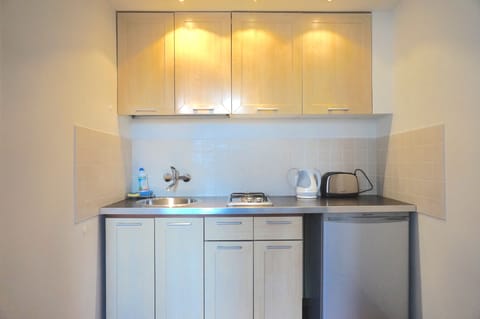 Studio, Kitchenette (Waski Dunaj 3/13) | Private kitchen | Fridge, stovetop, coffee/tea maker, electric kettle