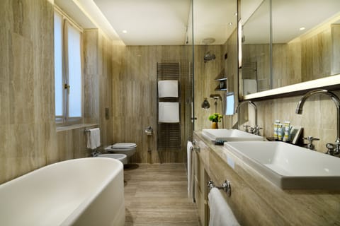 Classic Room | Bathroom | Designer toiletries, hair dryer, bathrobes, slippers