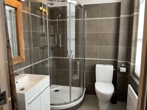Superior Double Room (Brown) | Bathroom | Shower, free toiletries, hair dryer, towels