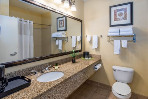 Deluxe Room, 2 Queen Beds | Bathroom | Combined shower/tub, rainfall showerhead, free toiletries, hair dryer