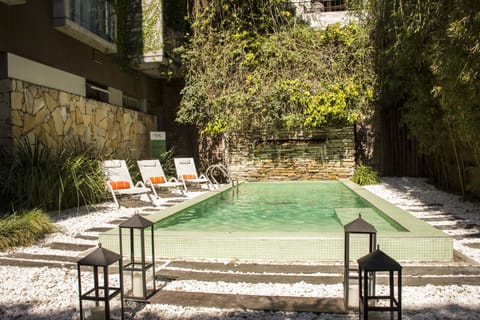 Outdoor pool, sun loungers