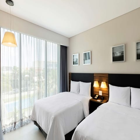 Room, 2 Double Beds, Non Smoking | Premium bedding, minibar, in-room safe, desk