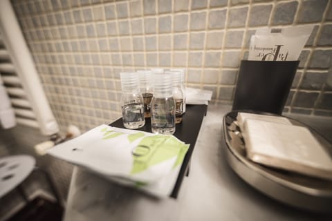Shower, free toiletries, hair dryer, bidet