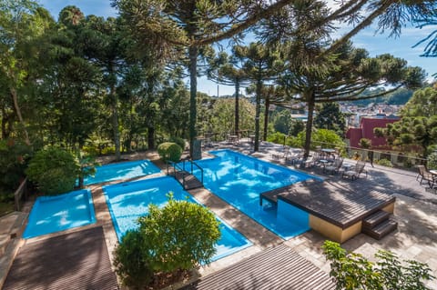 Indoor pool, outdoor pool, sun loungers