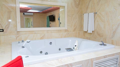 Suite | Bathroom | Shower, free toiletries, hair dryer, towels