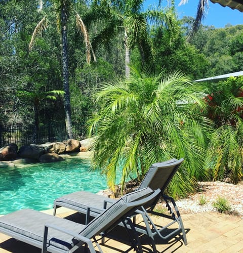 Outdoor pool, sun loungers