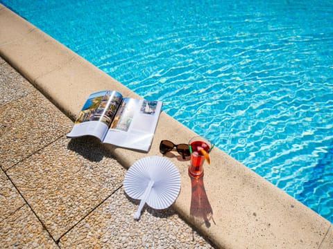 Outdoor pool, sun loungers