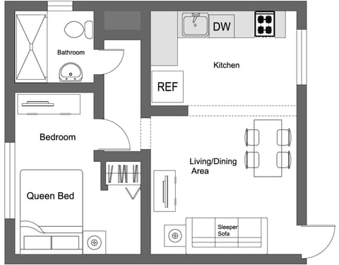 1 Bedroom Aparment, 1 Bath,  Pool view | Floor plan