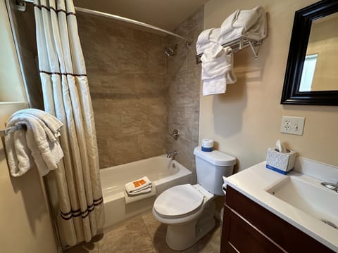 Room, 2 Queen Beds | Bathroom | Free toiletries, hair dryer, towels, soap