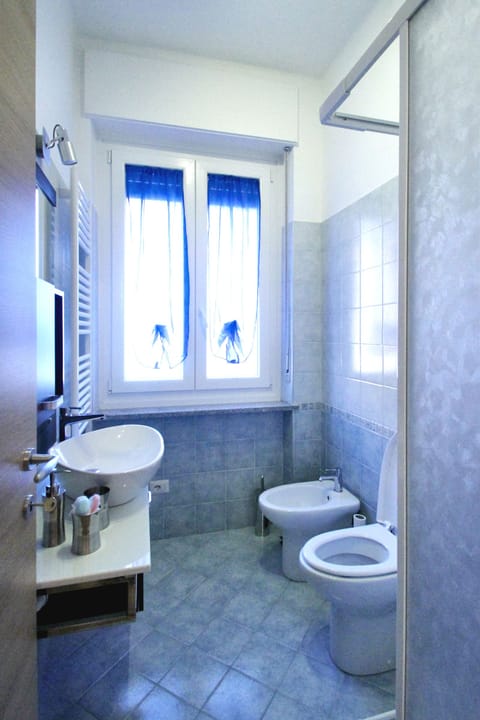 Shower, free toiletries, hair dryer, bidet