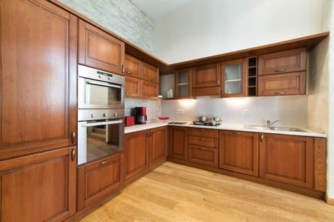 Apartment, 2 Bedrooms, Sauna | Private kitchen | Fridge, microwave, stovetop, coffee/tea maker