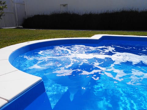 Seasonal outdoor pool, sun loungers