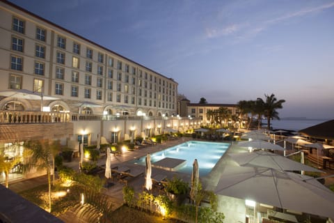 Outdoor pool, pool umbrellas