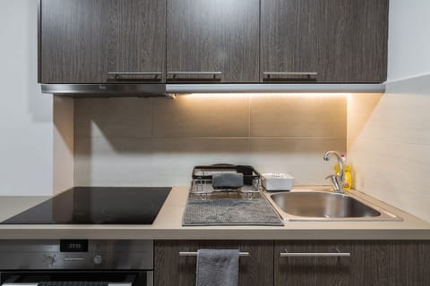 Acropolis Elegant Residence | Private kitchenette | Fridge, microwave, oven, stovetop