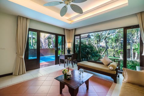 Villa, 1 Bedroom, Private Pool | Living area | Flat-screen TV, DVD player