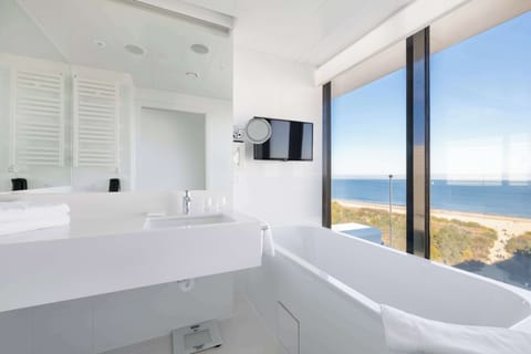 Suite, Sea View (Blue Sky) | Bathroom | Shower, designer toiletries, hair dryer, bathrobes