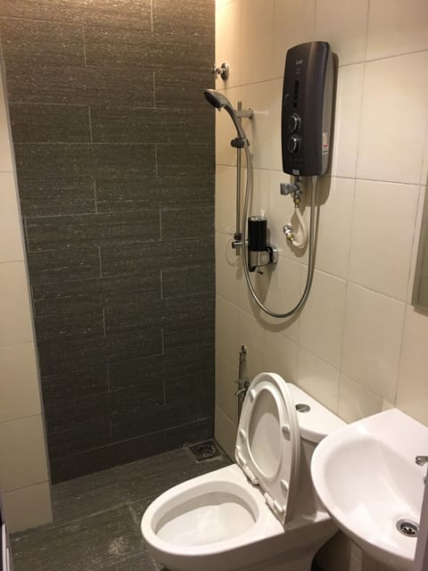 Shower, free toiletries, hair dryer, bidet