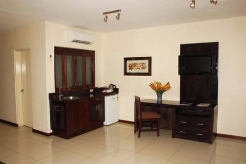 Executive King Room | Private kitchenette | Fridge, coffee/tea maker, electric kettle