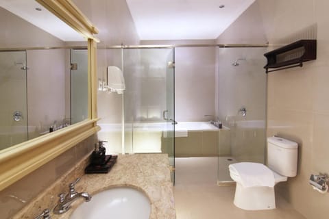 Junior Suite | Bathroom | Shower, free toiletries, slippers, towels