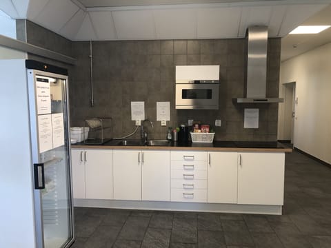 Fridge, microwave, electric kettle