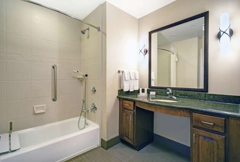 Combined shower/tub, eco-friendly toiletries, hair dryer, towels