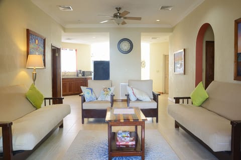 43-inch flat-screen TV with cable channels, TV, streaming services