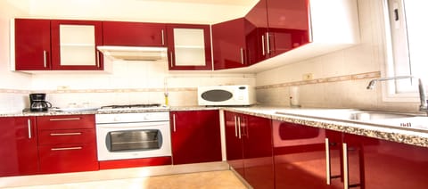 Deluxe Apartment, 1 Bedroom | Private kitchen | Full-size fridge, microwave, oven, stovetop