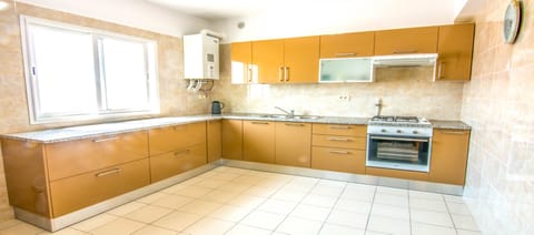 Deluxe Apartment, 3 Bedrooms, Terrace | Private kitchen | Full-size fridge, microwave, oven, stovetop