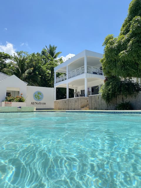 Outdoor pool, sun loungers