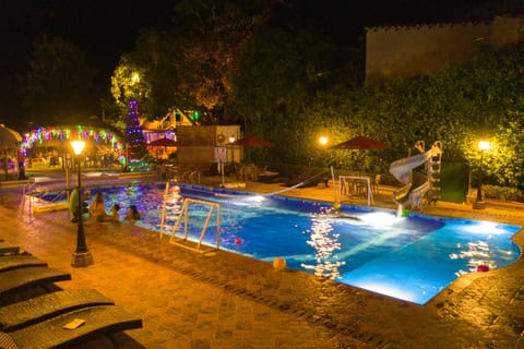 Outdoor pool, sun loungers