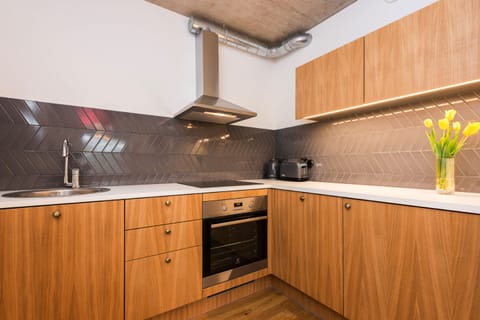 Split Level Apartment with Garden View | Private kitchen | Fridge, oven, stovetop, dishwasher