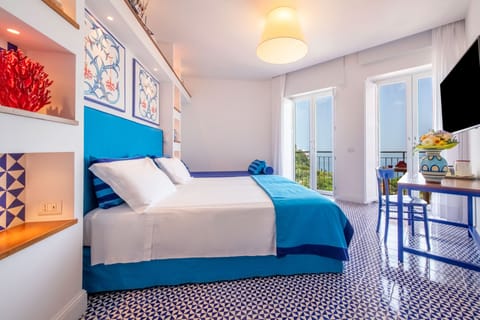 Deluxe Double Room, Terrace, Sea View | Premium bedding, minibar, in-room safe, soundproofing