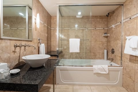 Deluxe Studio Suite (Top Floor with premium amenities) | Bathroom | Combined shower/tub, free toiletries, hair dryer, bathrobes