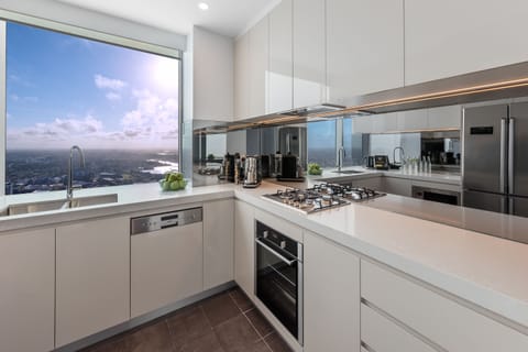 3 Bedroom Icon Penthouse | Private kitchen | Full-size fridge, microwave, oven, stovetop