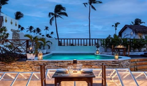 Outdoor pool, a rooftop pool, sun loungers