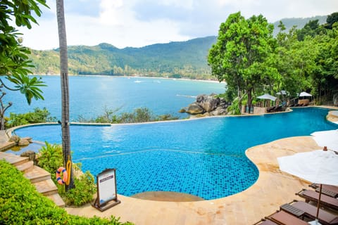 Outdoor pool, pool umbrellas