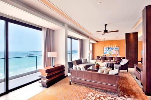 Presidential Suite, 1 King Bed, Non Smoking, Ocean View | Living area | 55-inch LED TV with digital channels, TV, stereo