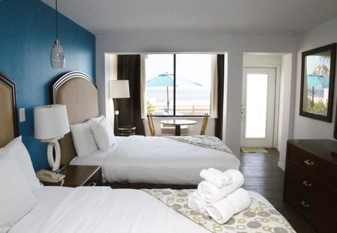 2 Queen Beds, Oceanfront | In-room safe, free WiFi, bed sheets