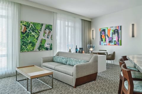 Suite, 1 Bedroom, City View | Living room | 48-inch LED TV with cable channels, TV, Netflix