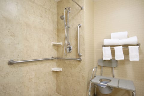 Standard Room, 1 King Bed, Accessible | Bathroom | Shower, free toiletries, hair dryer, towels